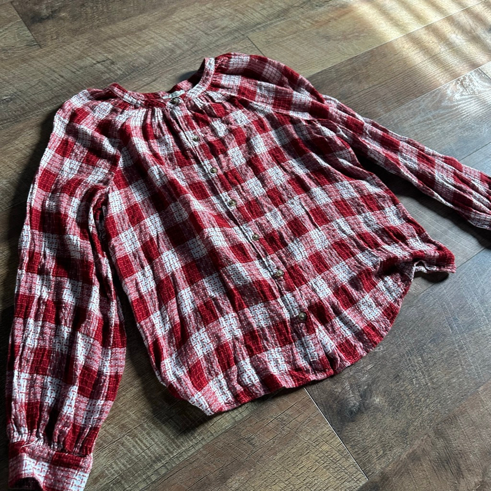 Women's Wonderly Red White Plaid Blouse S